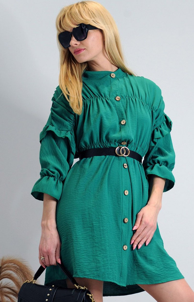 Sukienka szmizjerka mini zielona Zorola, Kolor zielony, Rozmiar L, Merribel