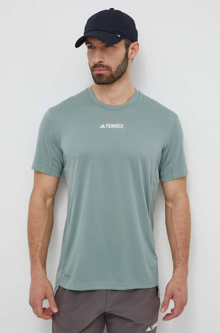 adidas TERREX t-shirt sportowy kolor zielony z nadrukiem IP4781