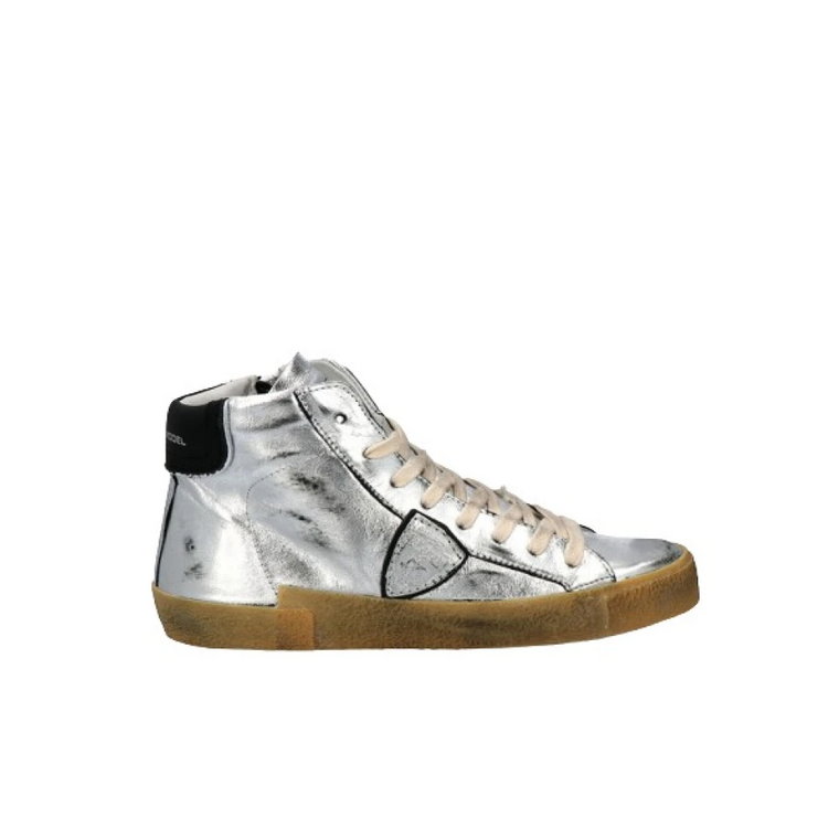 Vintage Pop Wysokie Sneakersy w Kolorze Srebrnym Philippe Model