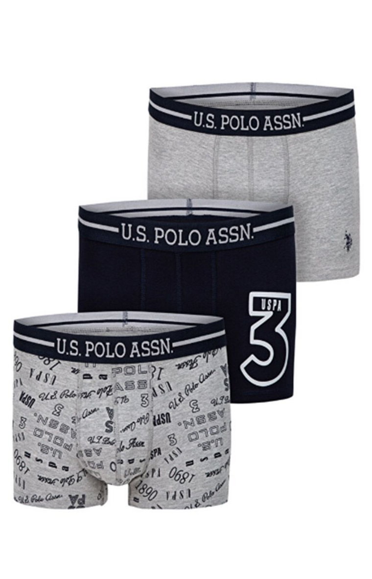 80444 3-pack bawełnianych bokserek męskich, Kolor szaro-granatowy, Rozmiar S, U.S. POLO ASSN