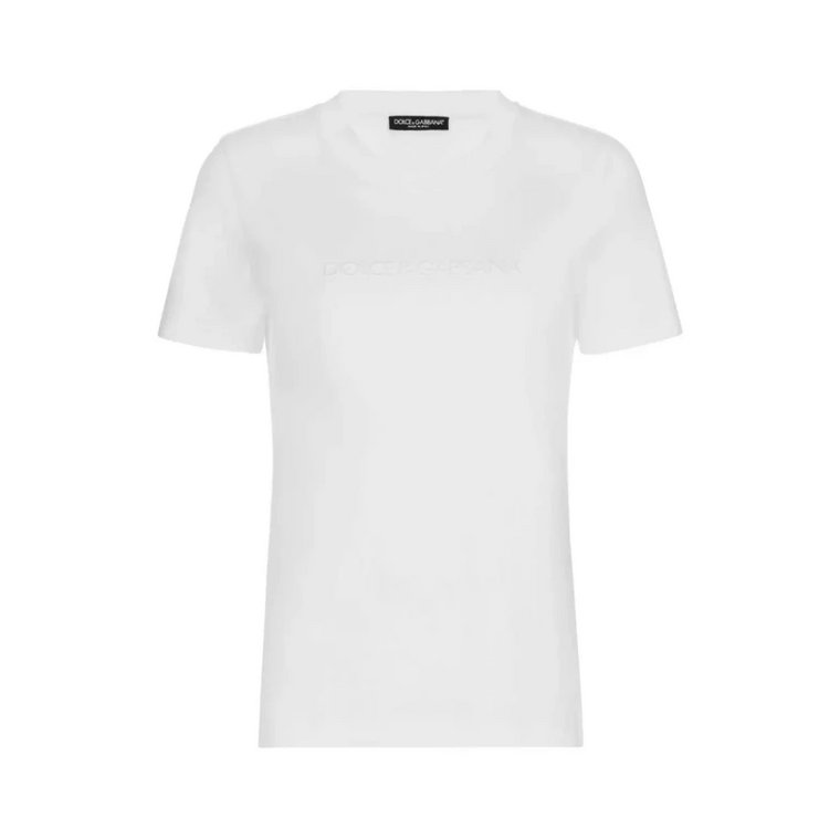 Bawełniana koszulka z haftowanym logo Dolce & Gabbana