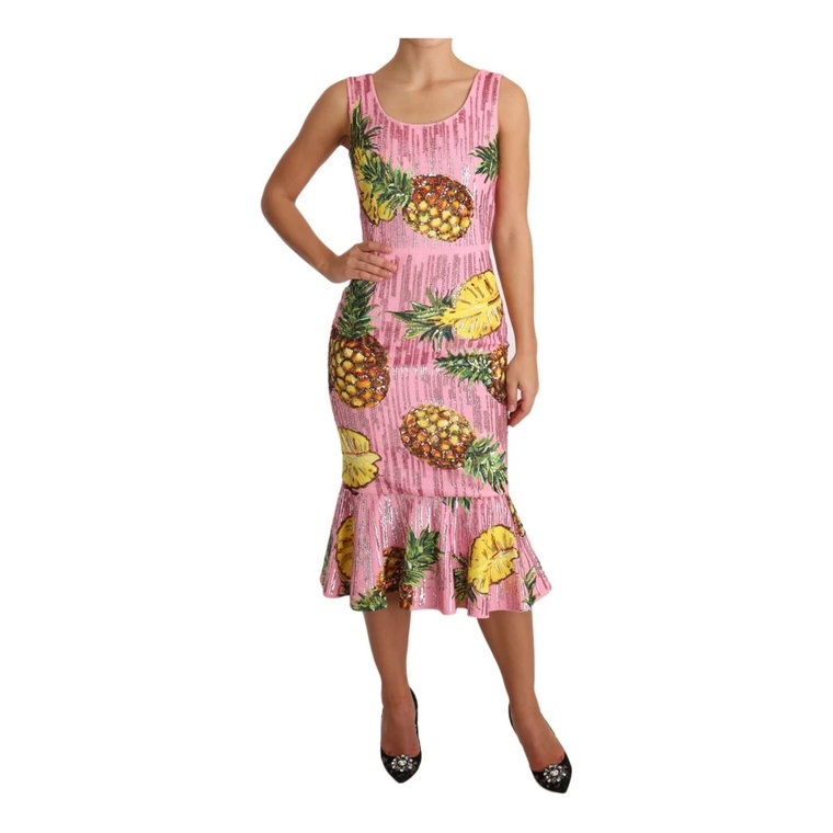 Pink Pineapple Special Piece Midi Dress Dolce & Gabbana Pre-owned