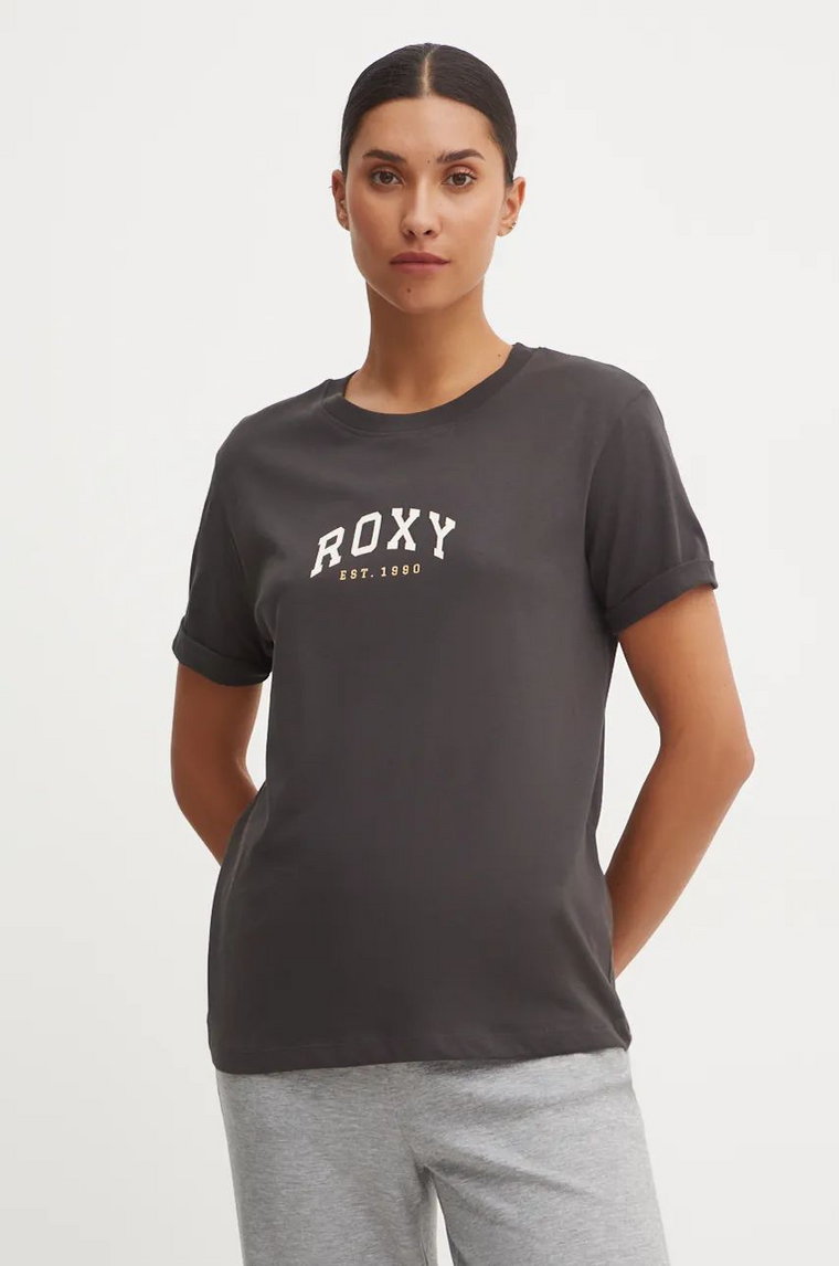 Roxy t-shirt bawełniany Noon Ocean damski kolor szary ERJZT05793