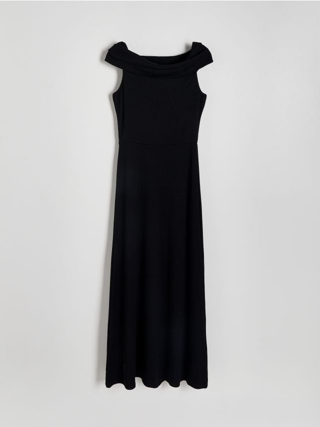 Reserved - Dzianinowa sukienka z modalem - czarny