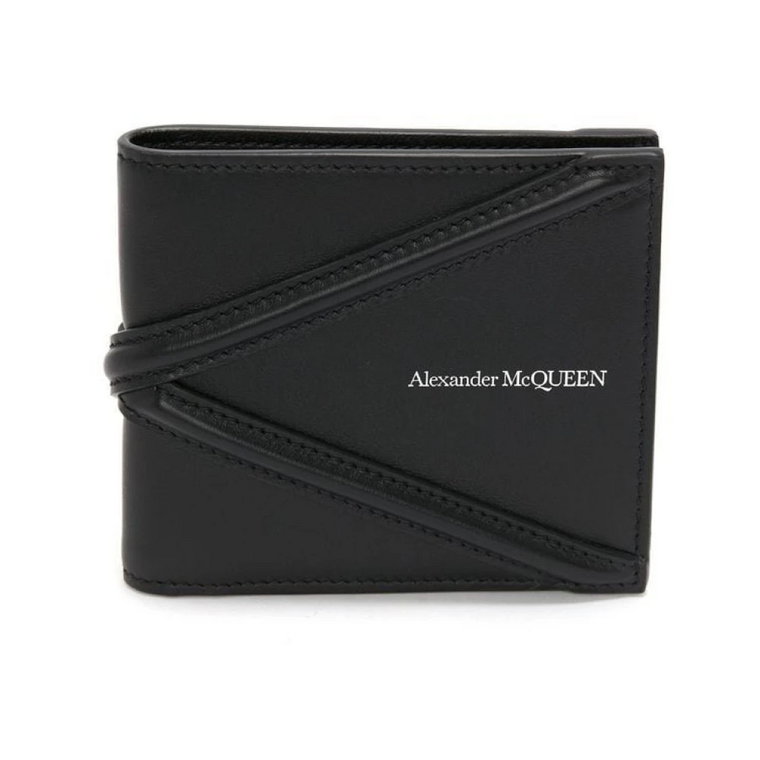 Elegancka skórzana portmonetka z logo Alexander McQueen