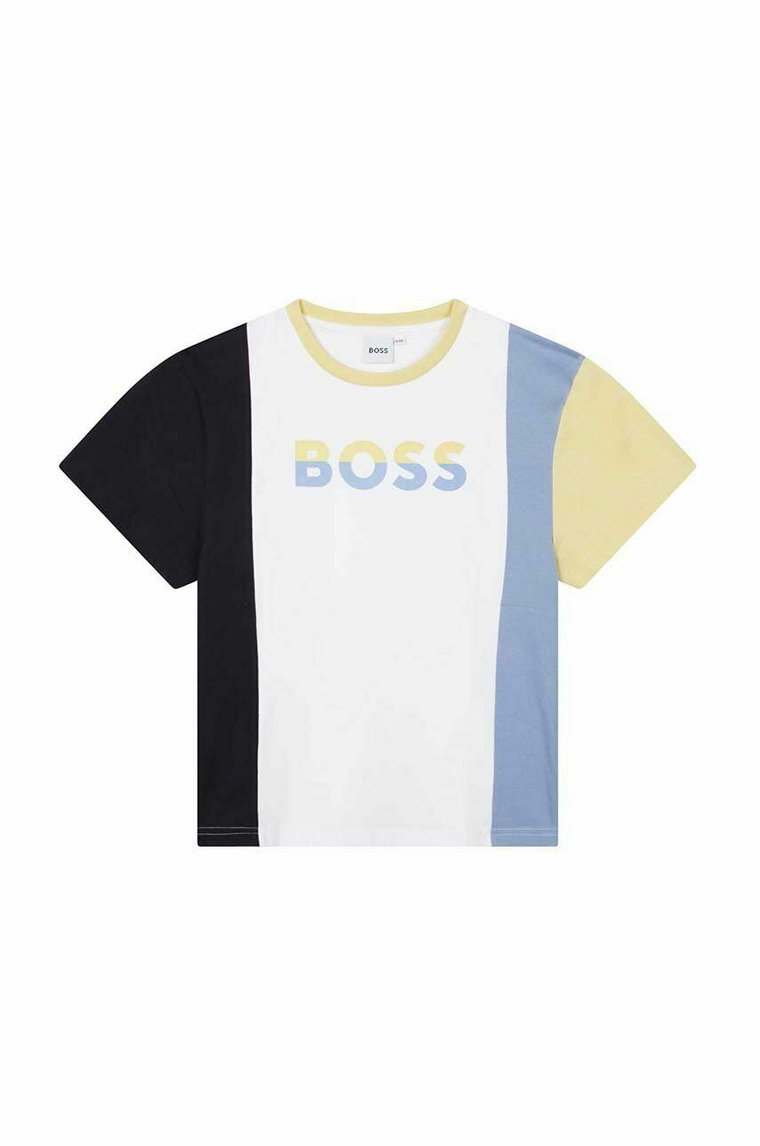 BOSS t-shirt bawełniany dziecięcy kolor biały z nadrukiem