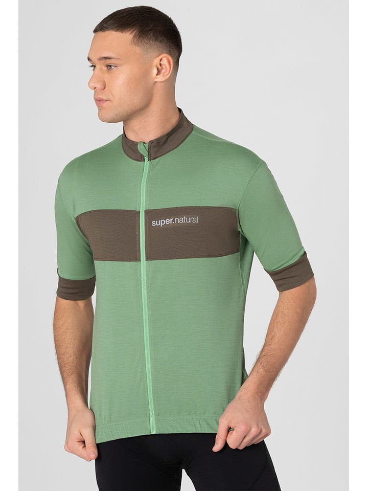 super.natural Koszulka kolarska "Gravier" w kolorze zielonym