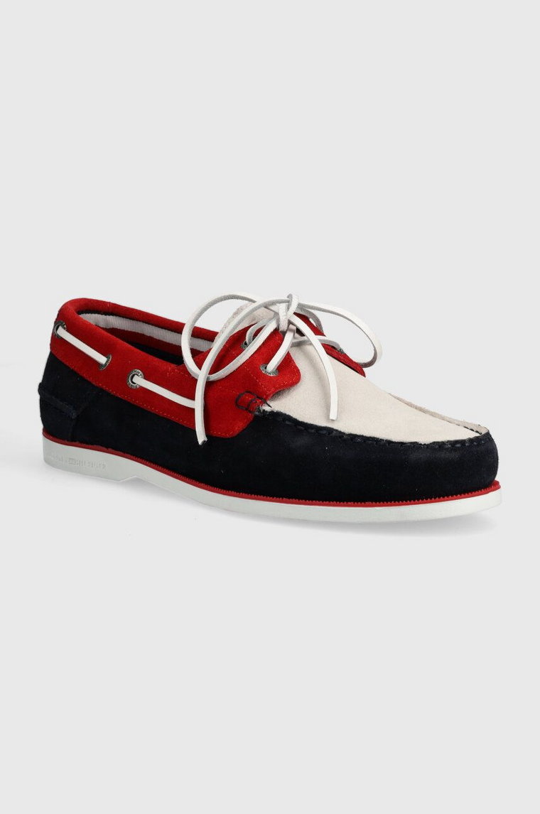 Tommy Hilfiger mokasyny zamszowe TH BOAT SHOE CORE C BLOCK SUEDE męskie kolor granatowy FM0FM04630