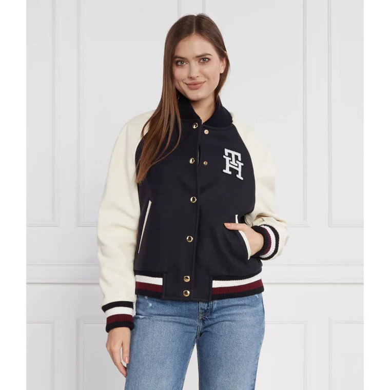 Tommy Hilfiger Wełniana kurtka IMD LEATHER WOOL BLEND BOMBER | Regular Fit | z dodatkiem kaszmiru