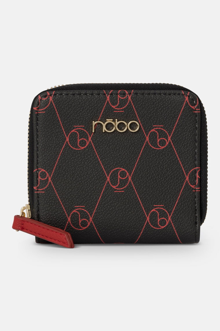 Mały portfel Nobo z monogramem czarno-czerwony