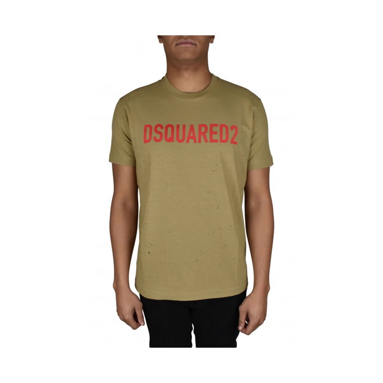 Luksusowy Beżowy T-Shirt dla Mężczyzn Dsquared2