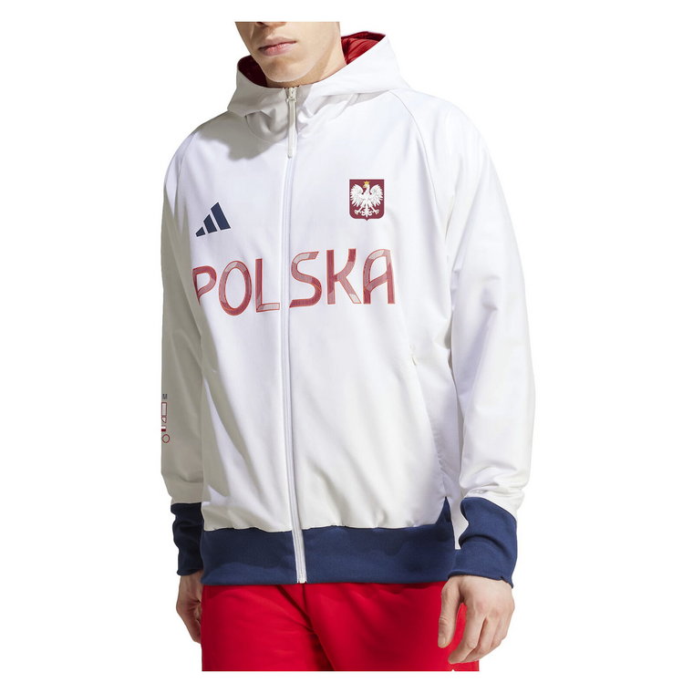 Bluza męska adidas NOC Poland Z.N.E. Podium Full-Zip biała JF6676