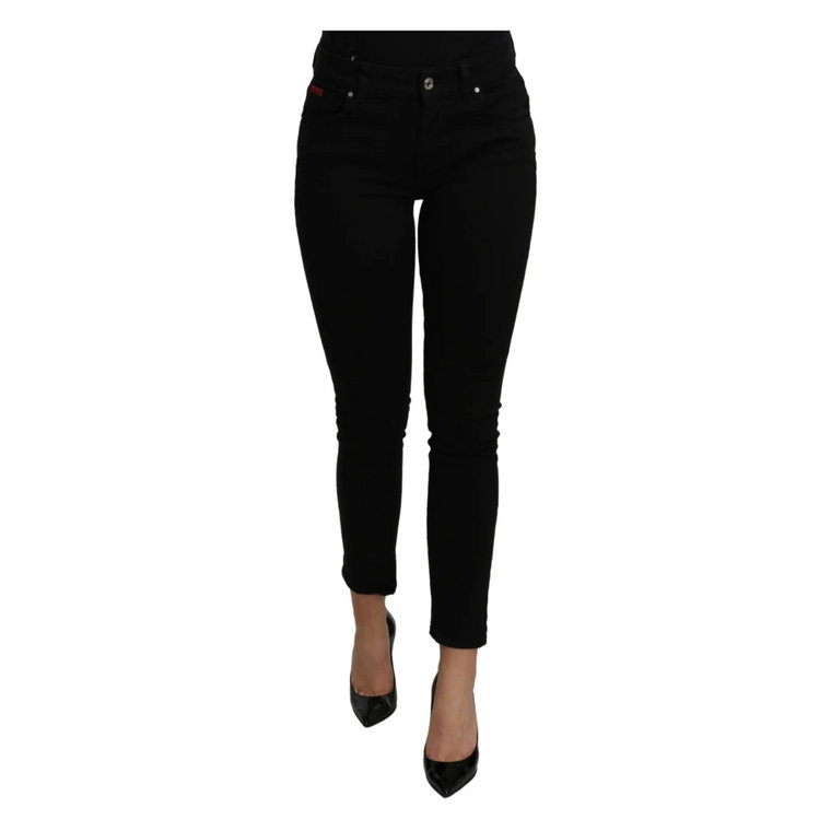 Czarne wąskie jeansy z wysokim stanem i rozciągliwością Dolce & Gabbana