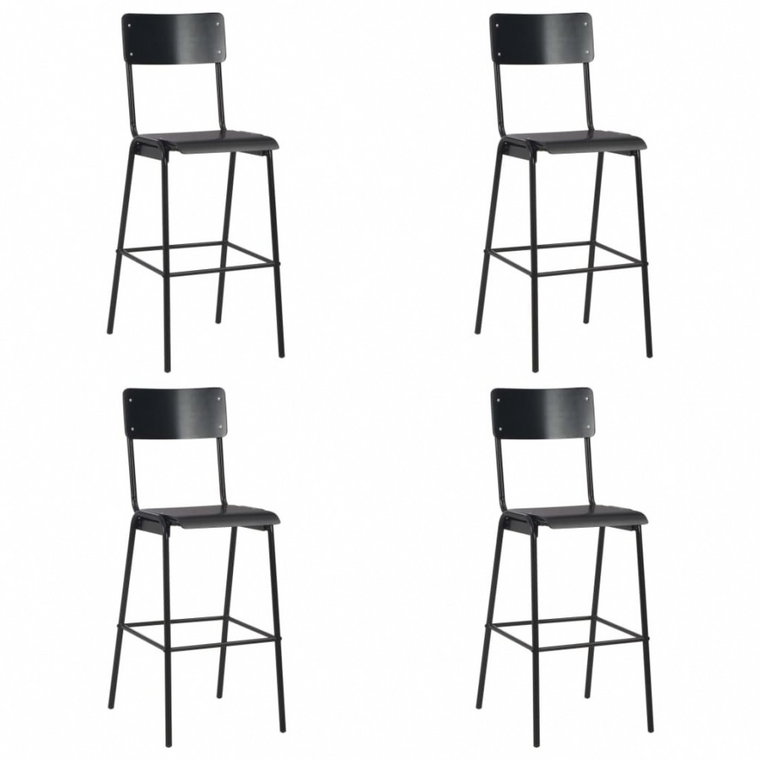 Krzesła barowe, 4 szt., czarne, sklejka i stal kod: V-3054566