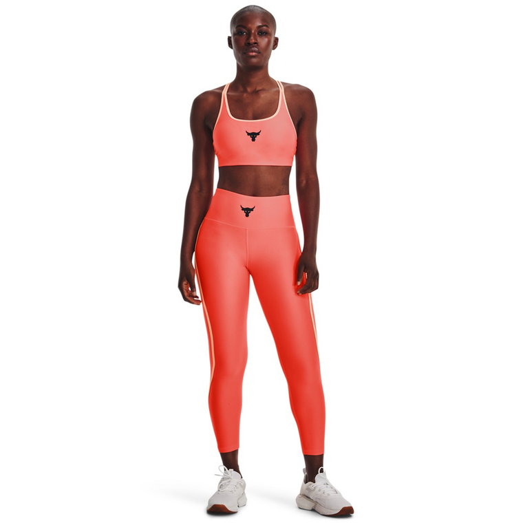 Damskie legginsy treningowe UNDER ARMOUR Project Rock HeatGear Ankle Leggings - koral