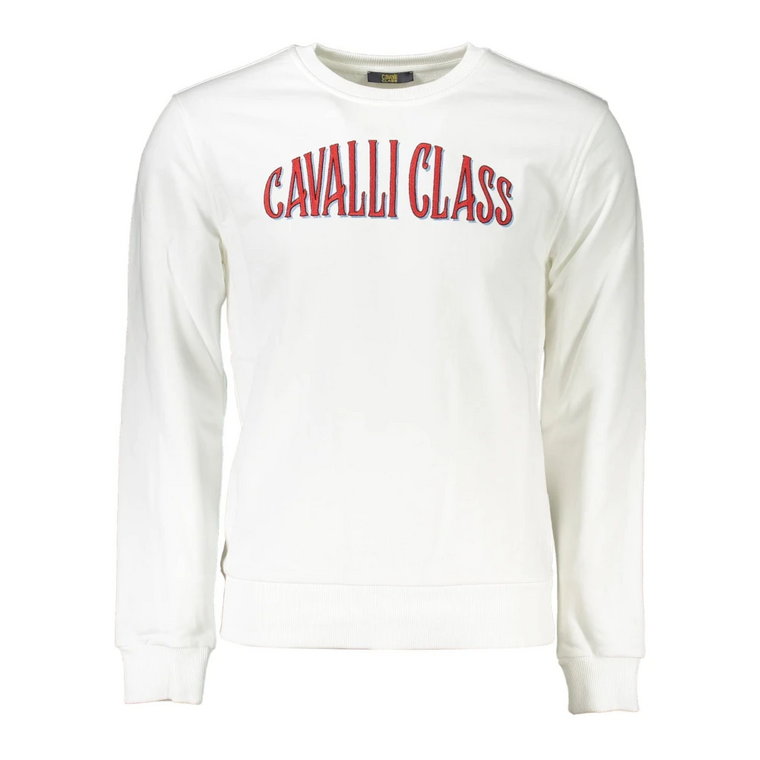 Biała Bawełniana Bluza, Długi Rękaw, Regularny Krój Cavalli Class