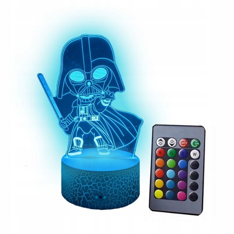 Lampka nocna 3D Led LORD VADER STAR WARS usb / baterie + pilot RGB