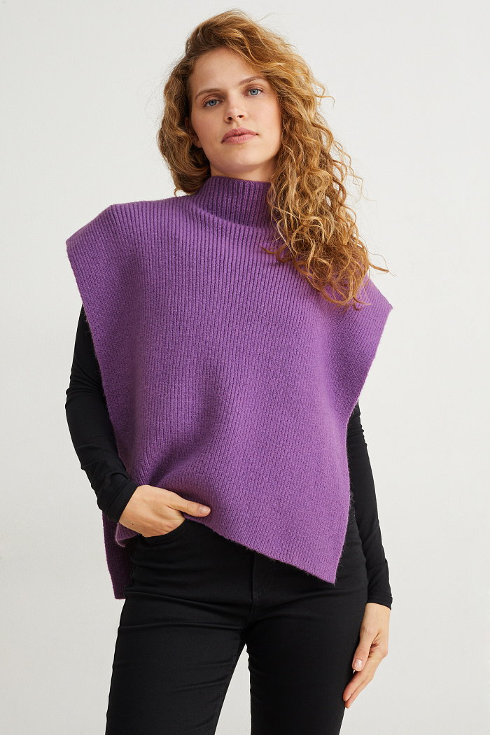 C&A Dzianinowy sweter bez rękawów, Purpurowy, Rozmiar: 1 rozmiar