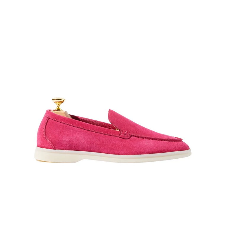 Fioletowe Loafersy z Zamszu Scarosso