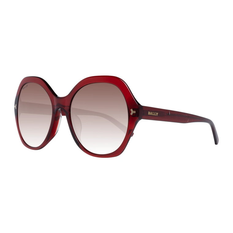 Czerwone damskie okulary przeciwsłoneczne z gradientowymi soczewkami Bally