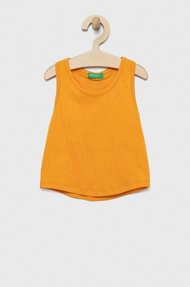 United Colors of Benetton top bawełniany dziecięcy kolor pomarańczowy