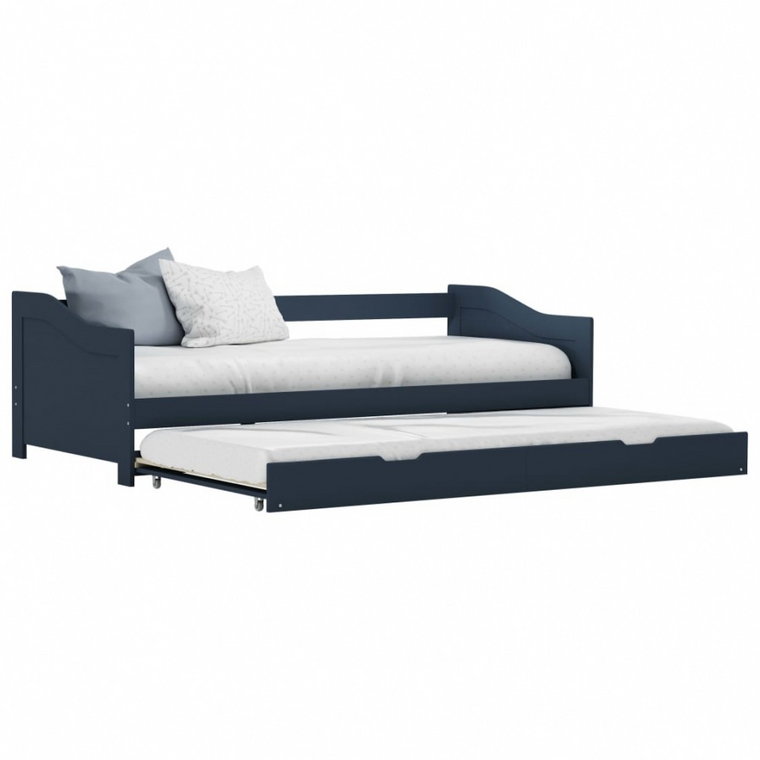 Wysuwane łóżko, szare, drewno sosnowe, 90x200 cm kod: V-283151