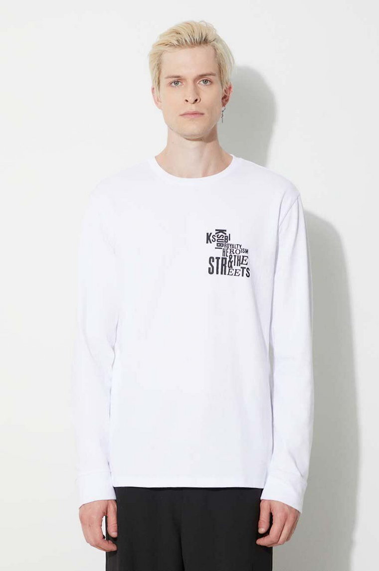 KSUBI longsleeve bawełniany kolor biały z nadrukiem