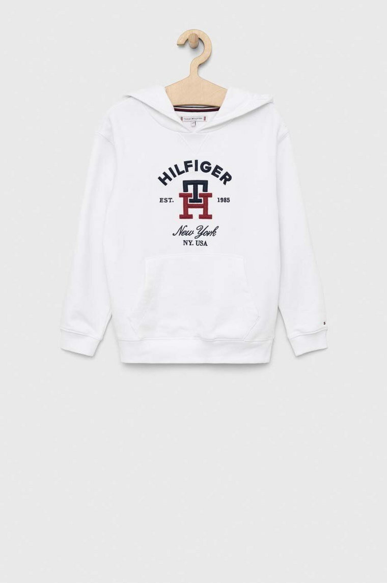 Tommy Hilfiger bluza dziecięca kolor biały z kapturem