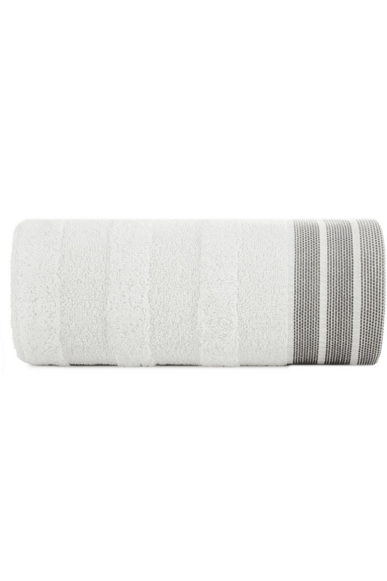 Biały ręcznik z ozdobnymi pasami 70x140 cm