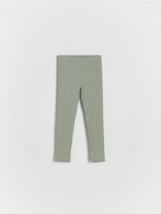 Reserved - Prążkowane legginsy - jasnozielony