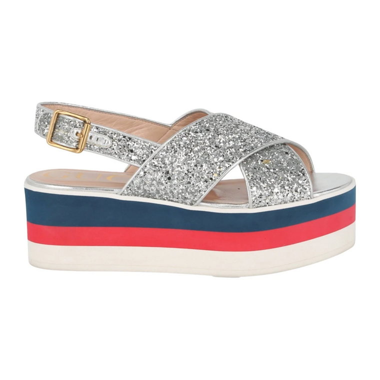 Colorblock Glitter Slingback Sandały Gucci