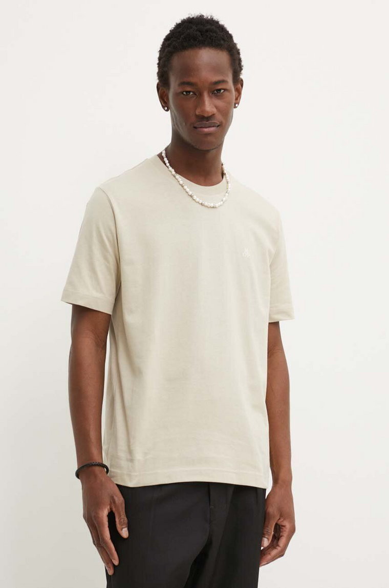 Marc O'Polo t-shirt bawełniany męski kolor beżowy gładki 424201251054