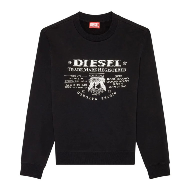 Czarny Sweter z Nadrukiem Logo Diesel