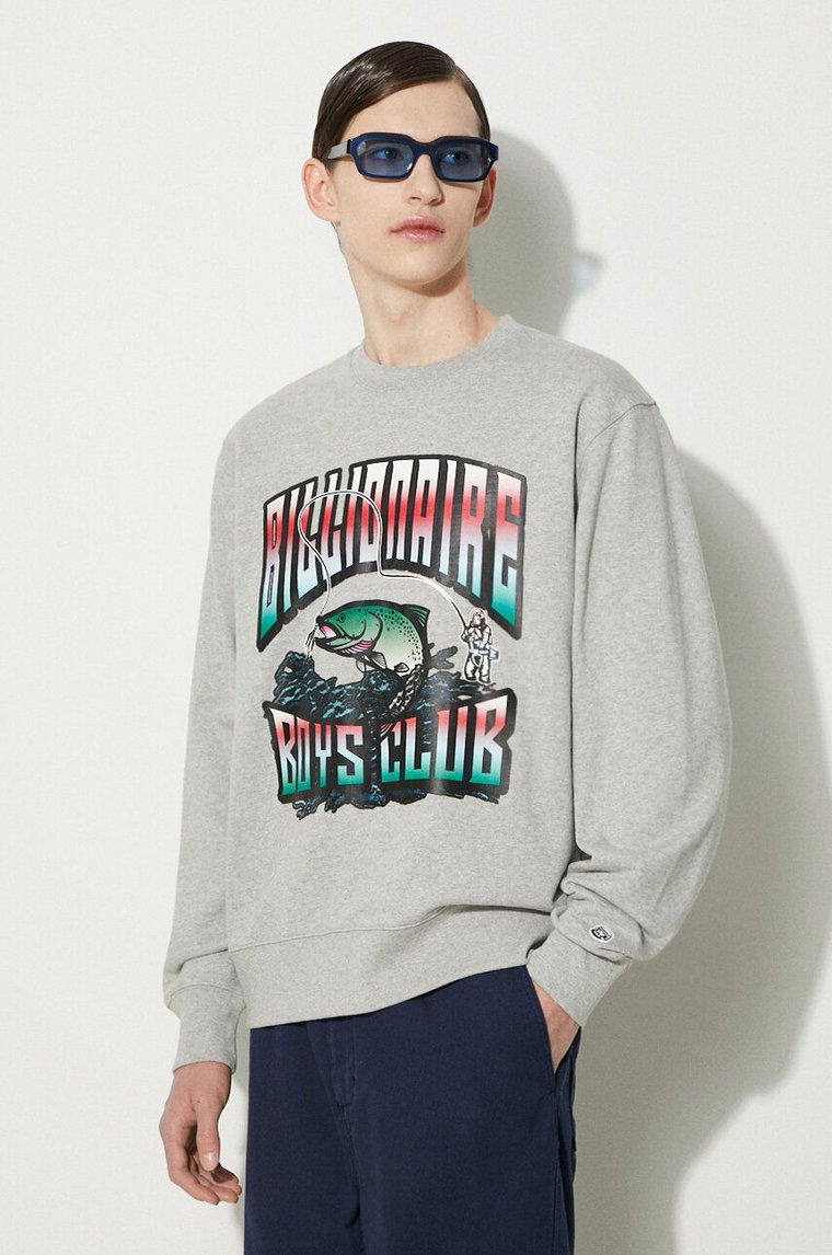 Billionaire Boys Club bluza bawełniana Big Catch Crewneck męska kolor szary z nadrukiem B24230