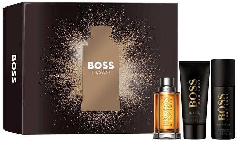 Zestaw męski Hugo Boss The Scent Woda toaletowa 100 ml + Dezodorant 150 ml + Żel pod prysznic 100 ml (3616304197970). Perfumy męskie