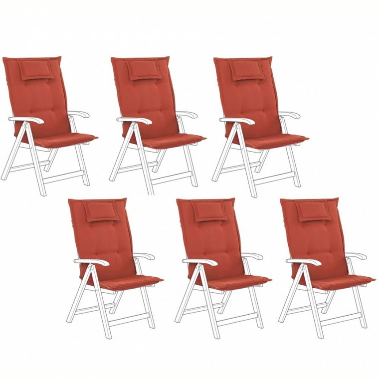 Zestaw 6 poduszek na krzesła ogrodowe czerwony TOSCANA/JAVA kod: 4251682250771