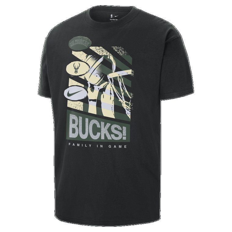 T-shirt męski Nike NBA Milwaukee Bucks Courtside - Czerń