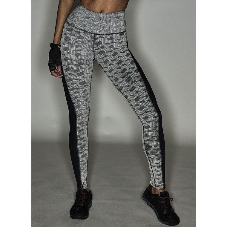 Legginsy fitness damskie z panelami z siateczki, odblaskowe STRONG ID