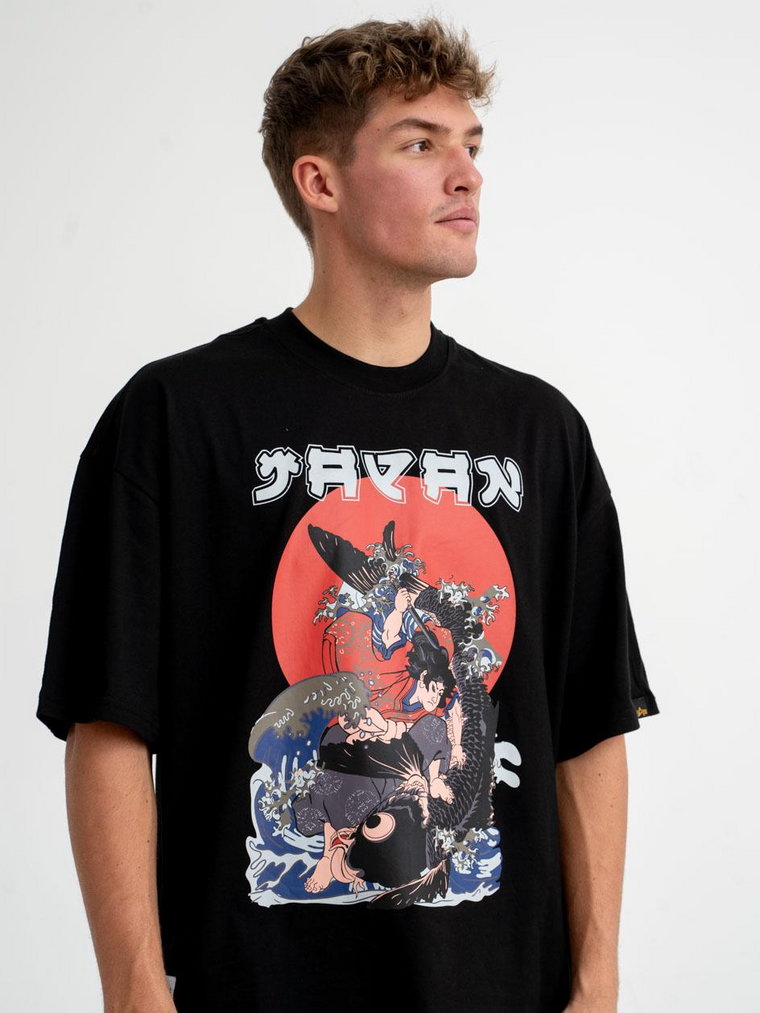 Koszulka Z Krótkim Rękawem Męska Czarna Alpha Industries Japan Warrior T