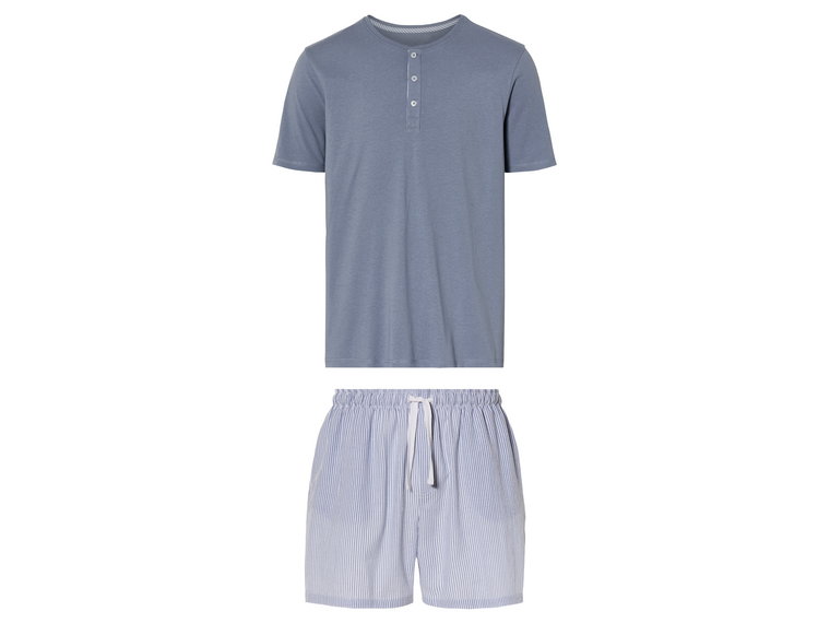 LIVERGY Piżama męska z bawełny (t-shirt + szorty) (XL (56/58), Niebieski)