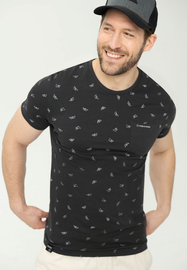 Koszulka męska wzorzysta z kieszonką T-SAILING