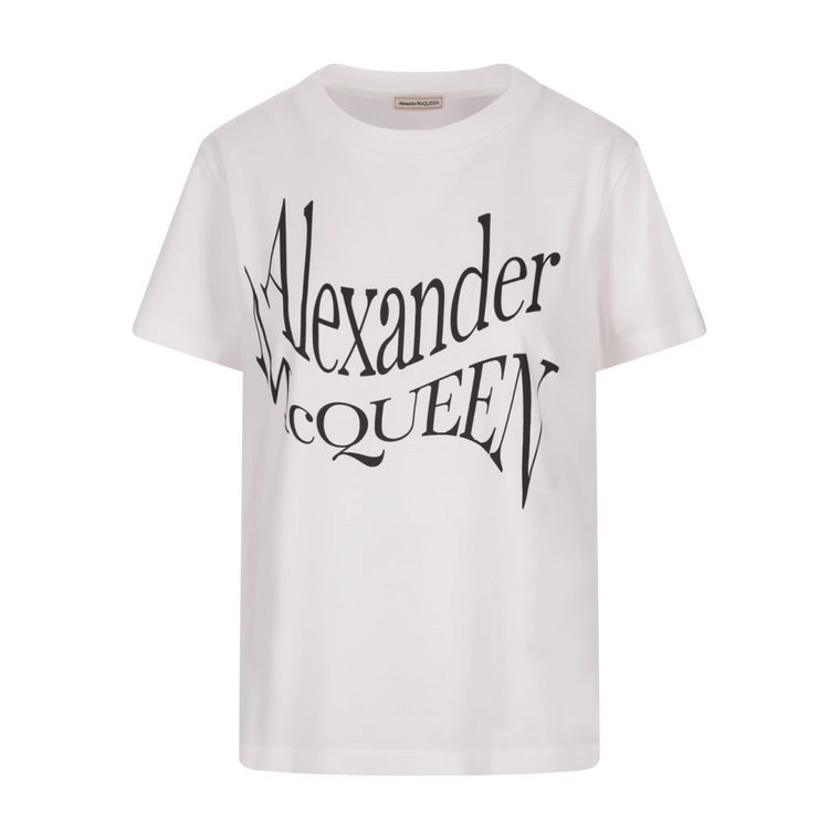 Biała Koszulka z Logo Alexander McQueen