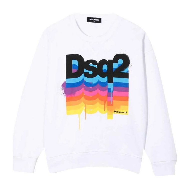 Biały Sweter z Logo dla Chłopców Dsquared2