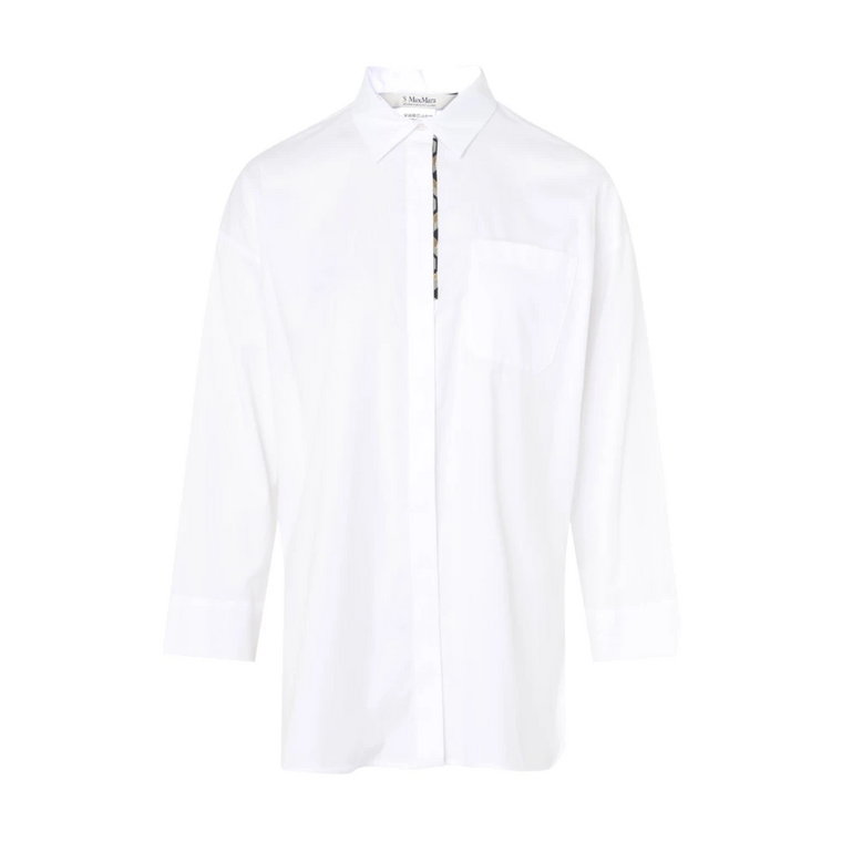 Biała Bawełniana Koszula Oxford z Wzorem Jacquard Lamé Max Mara