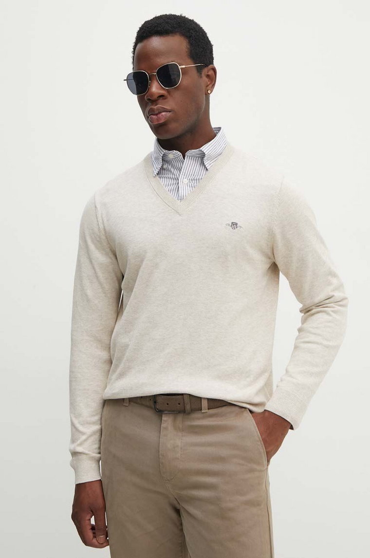 Gant sweter bawełniany kolor beżowy lekki