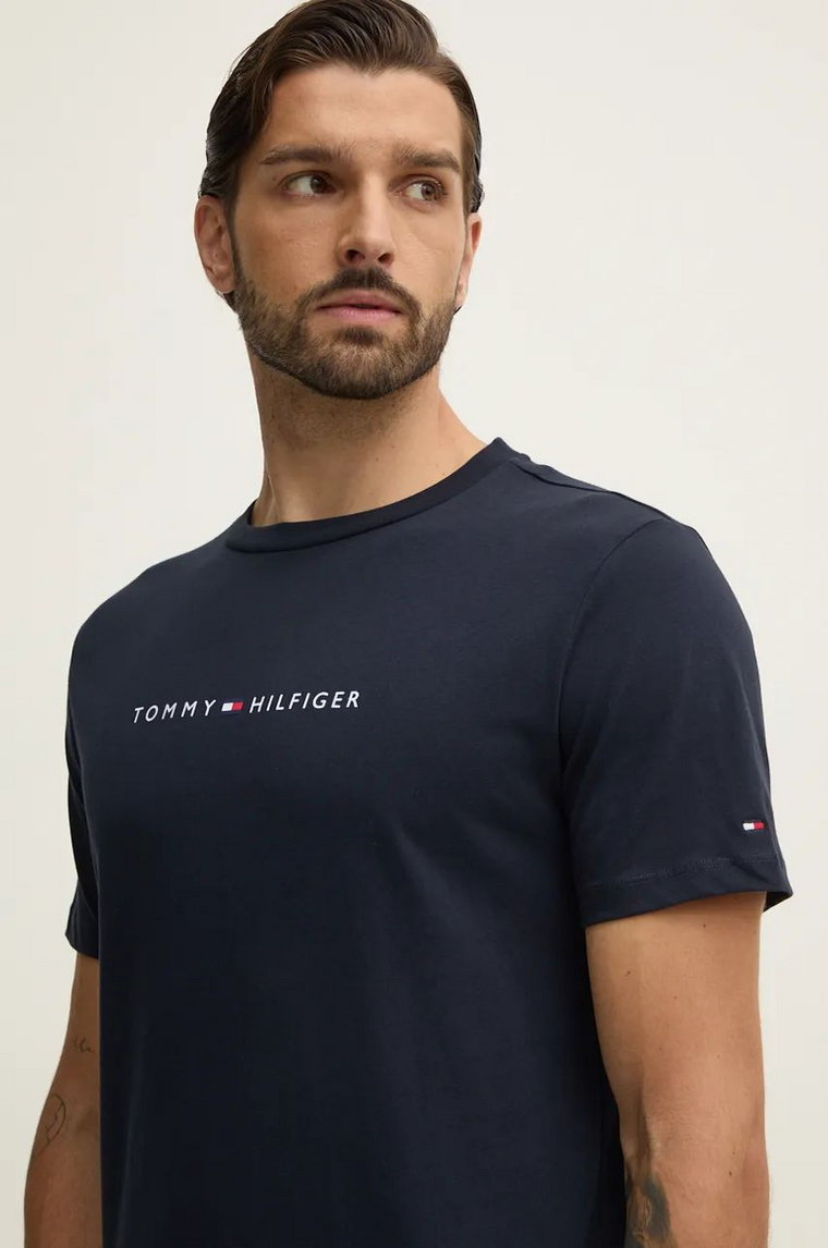 Tommy Hilfiger t-shirt bawełniany męski kolor granatowy z nadrukiem UM0UM03344