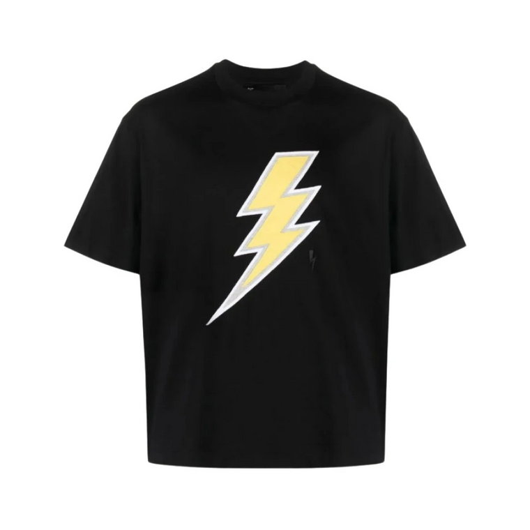 MultiColour Thunderbolt Print Bawełniany T-shirt Neil Barrett