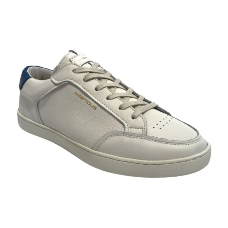 Białe/Niebieskie Skórzane Sneakersy z Pamięcią Ambitious