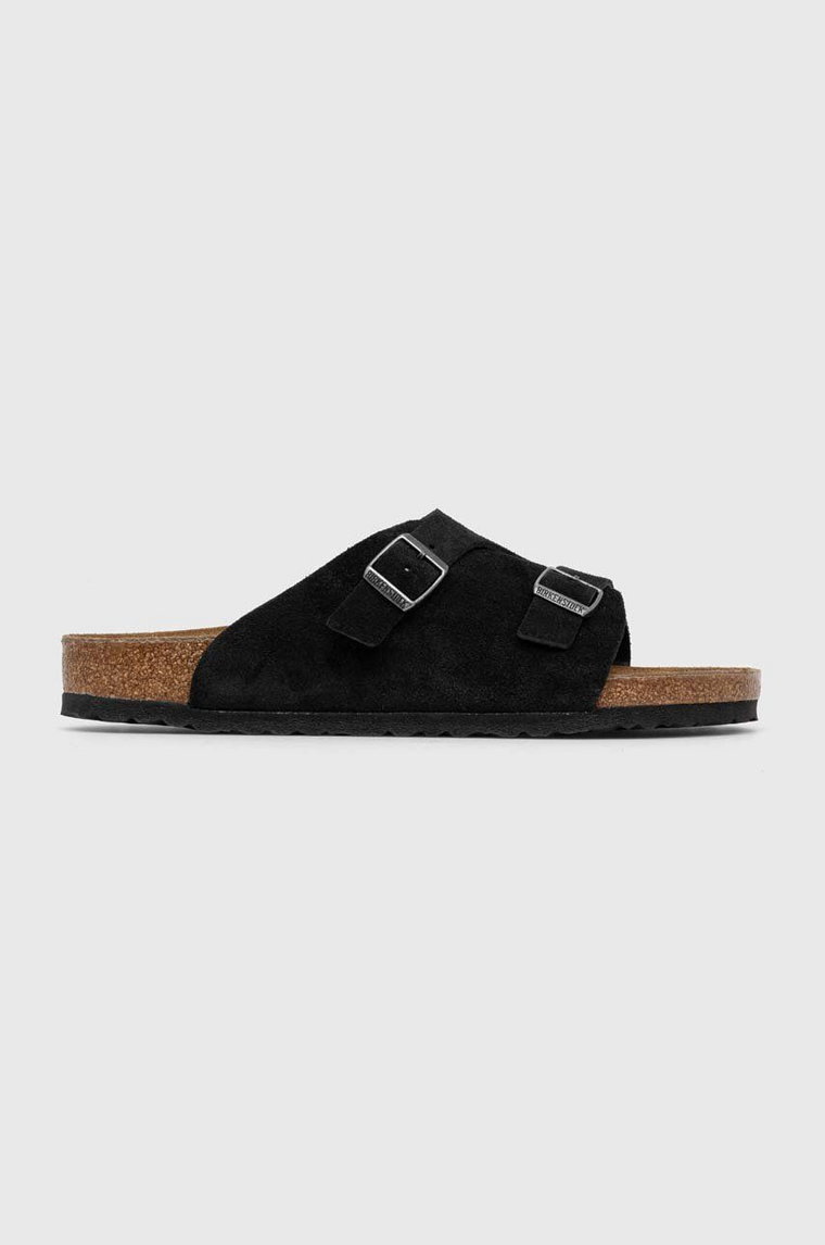 Birkenstock klapki zamszowe Zürich kolor czarny 1025045