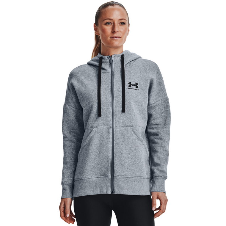 Damska bluza dresowa rozpinana z kapturem UNDER ARMOUR Rival Fleece Logo Hoodie - szara